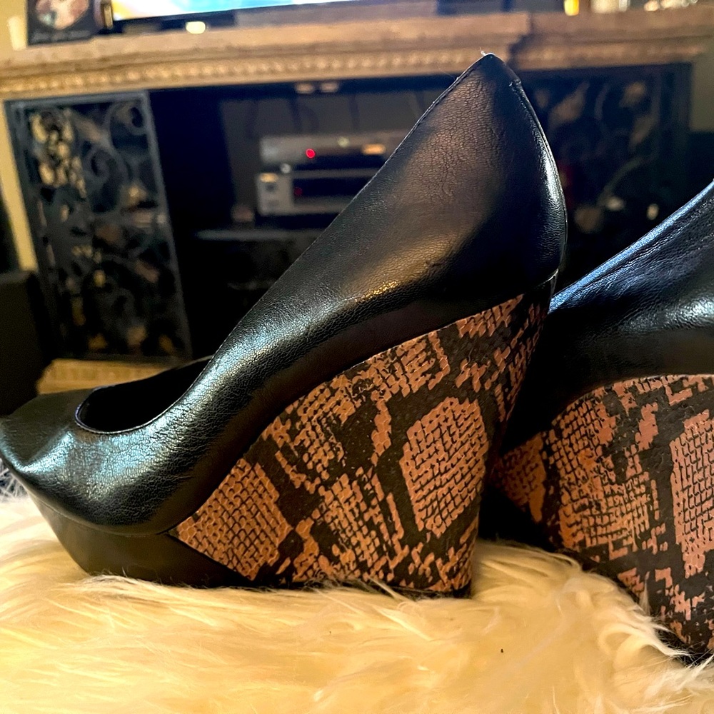 Never worn Snakeskin Platform Wedges